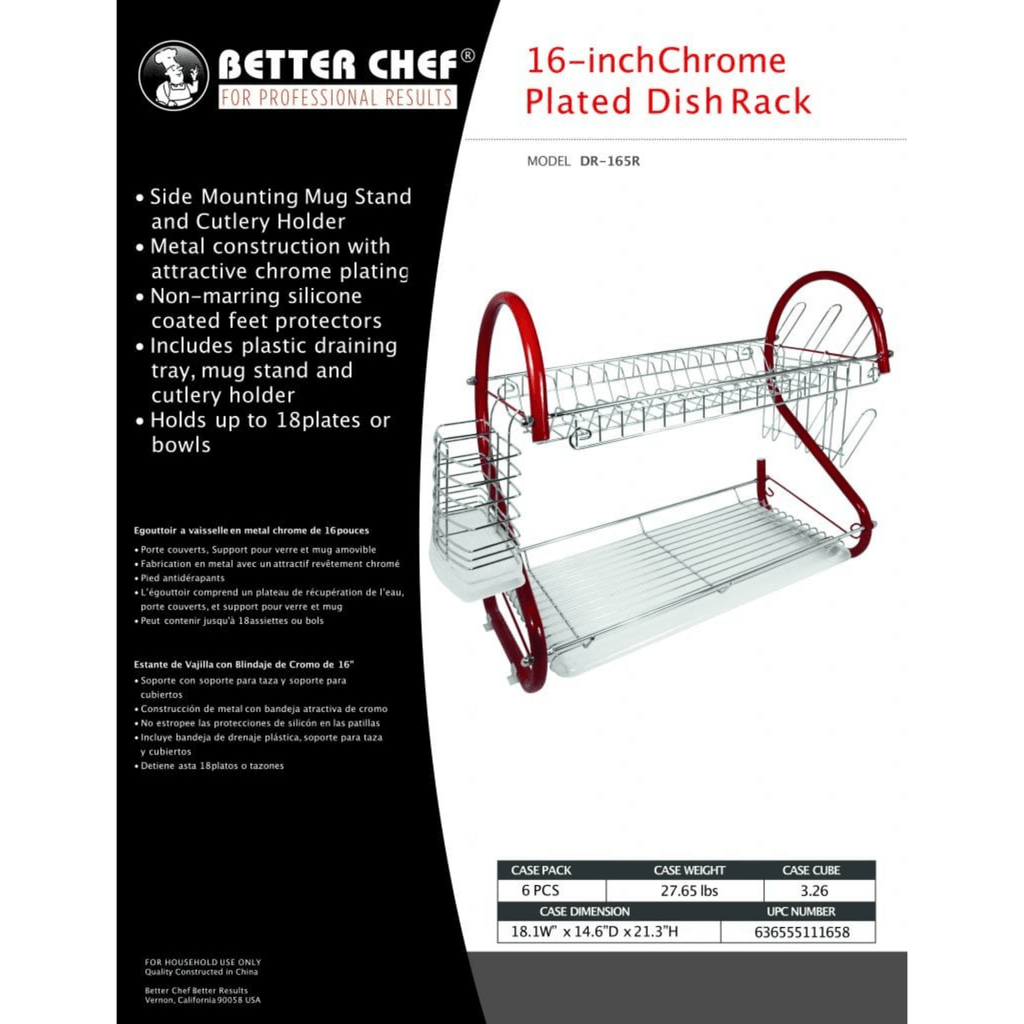 Better Chef 16" 2-Level Colored-Chrome-Plated S-Shaped Dish Rack