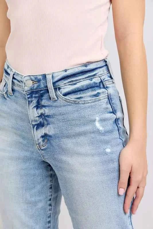 Judy Blue Plus Size Women's Jeans - Full Size Mid Rise Light Wash Dad Jeans