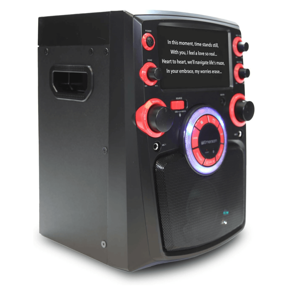 Emerson Portable Bluetooth Karaoke System with 7" LCD Display and Mic Input