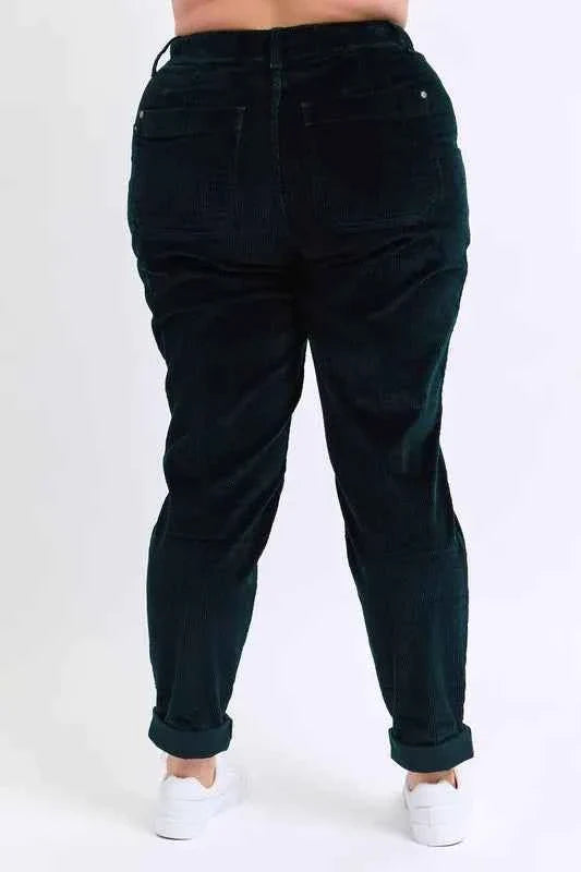 Judy Blue Plus Size Corduroy Casual Pants High Waist Cuffed