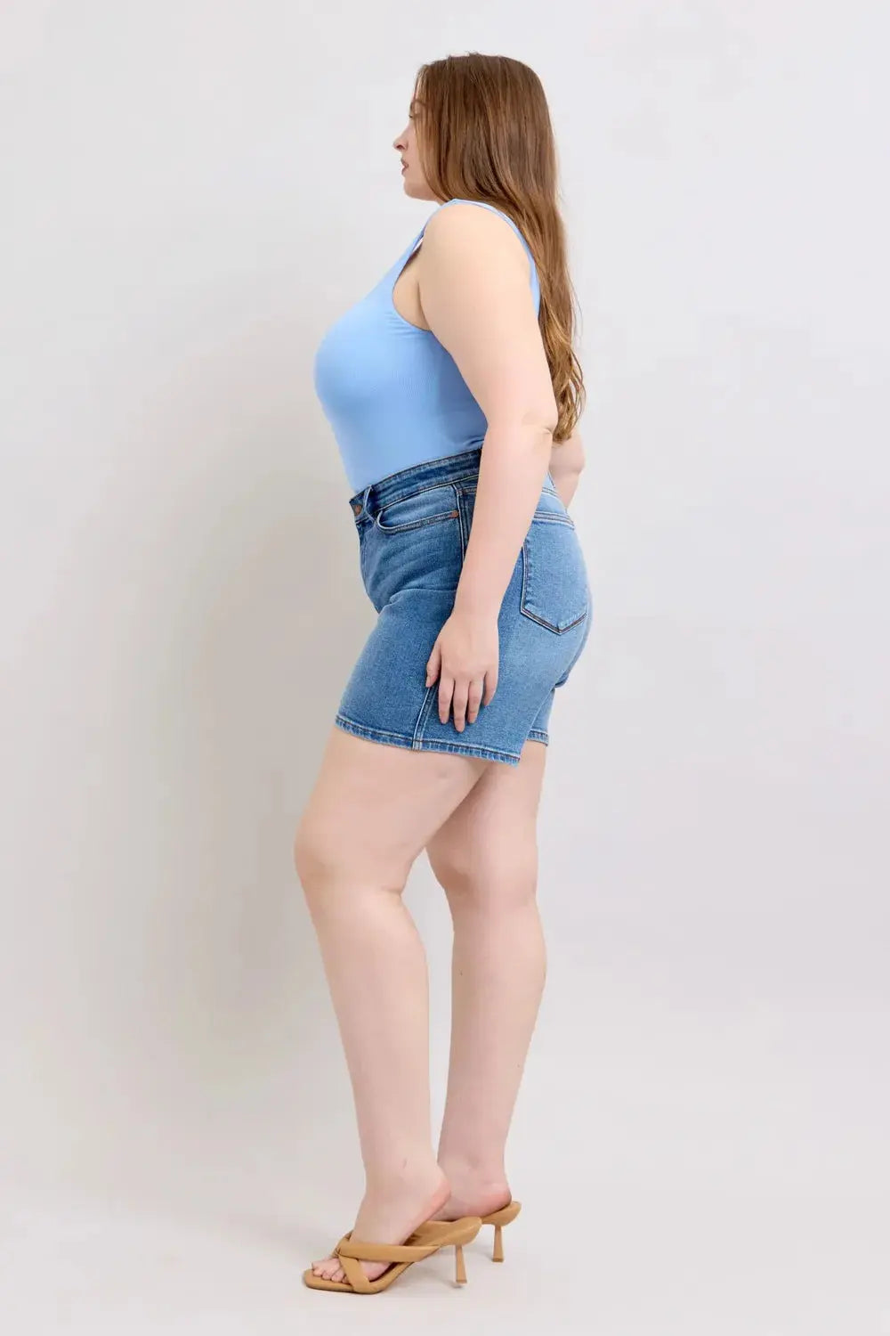 Judy Blue Full Size/Plus Size 2 Button Denim Shorts with Pockets