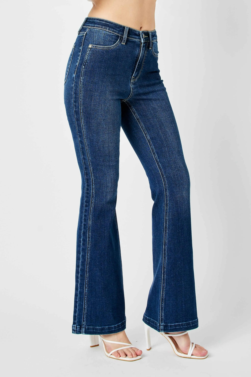 Plus Size High Waist Flare Judy Blue Jeans with Side Seam Detail