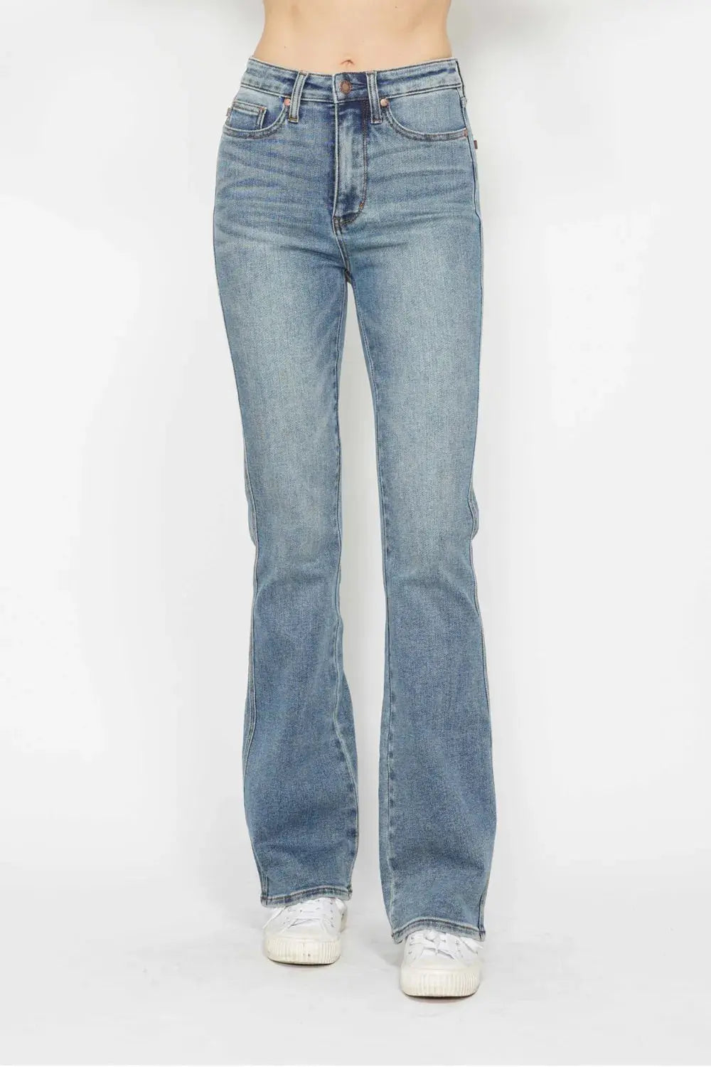 Judy Blue Jeans - Full Size Tummy Control Bootcut Jeans w/ Back Embroidered Pockets