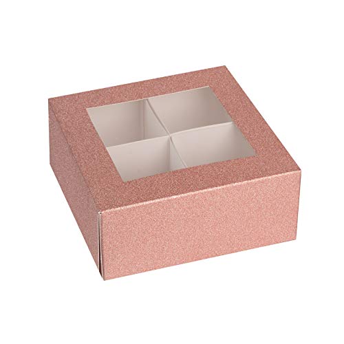 Window Box 6"X6"X2.5" Rose Gold With Four Sections