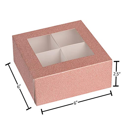 Window Box 6"X6"X2.5" Rose Gold With Four Sections