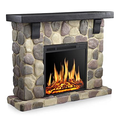 50 Inch Electric Fireplace Stone Mantel Package Y4926