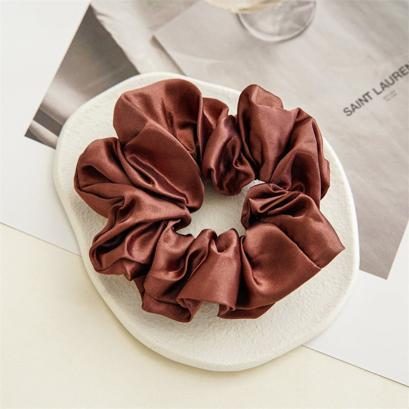 Women Silk Scrunchie Elastic Handmade Multicolor Hair Band Ponytail Holder Headband Hair Accessories 1PC Satin Silk Solid Colo