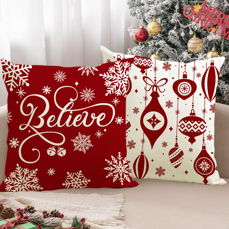 Christmas red ball pillow cover Christmas holiday themed home decoration pillowcase linen waist pillow
