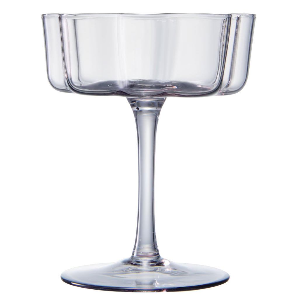 Flower Wave Coupe Cocktail Colored Glasses | Set of 2 | Grey