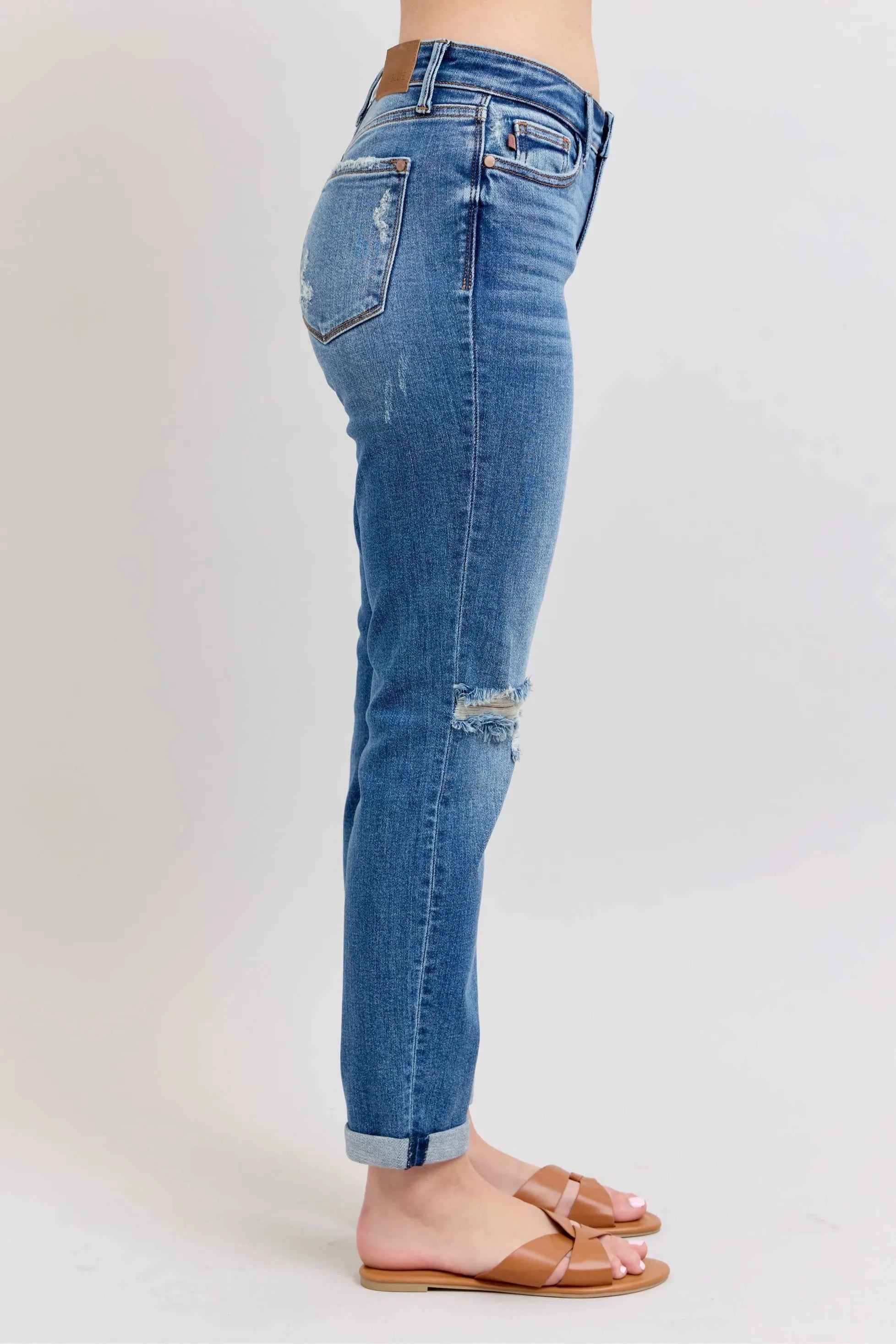 Judy Blue Plus Size Boyfriend Jeans in Vintage Wash for Women
