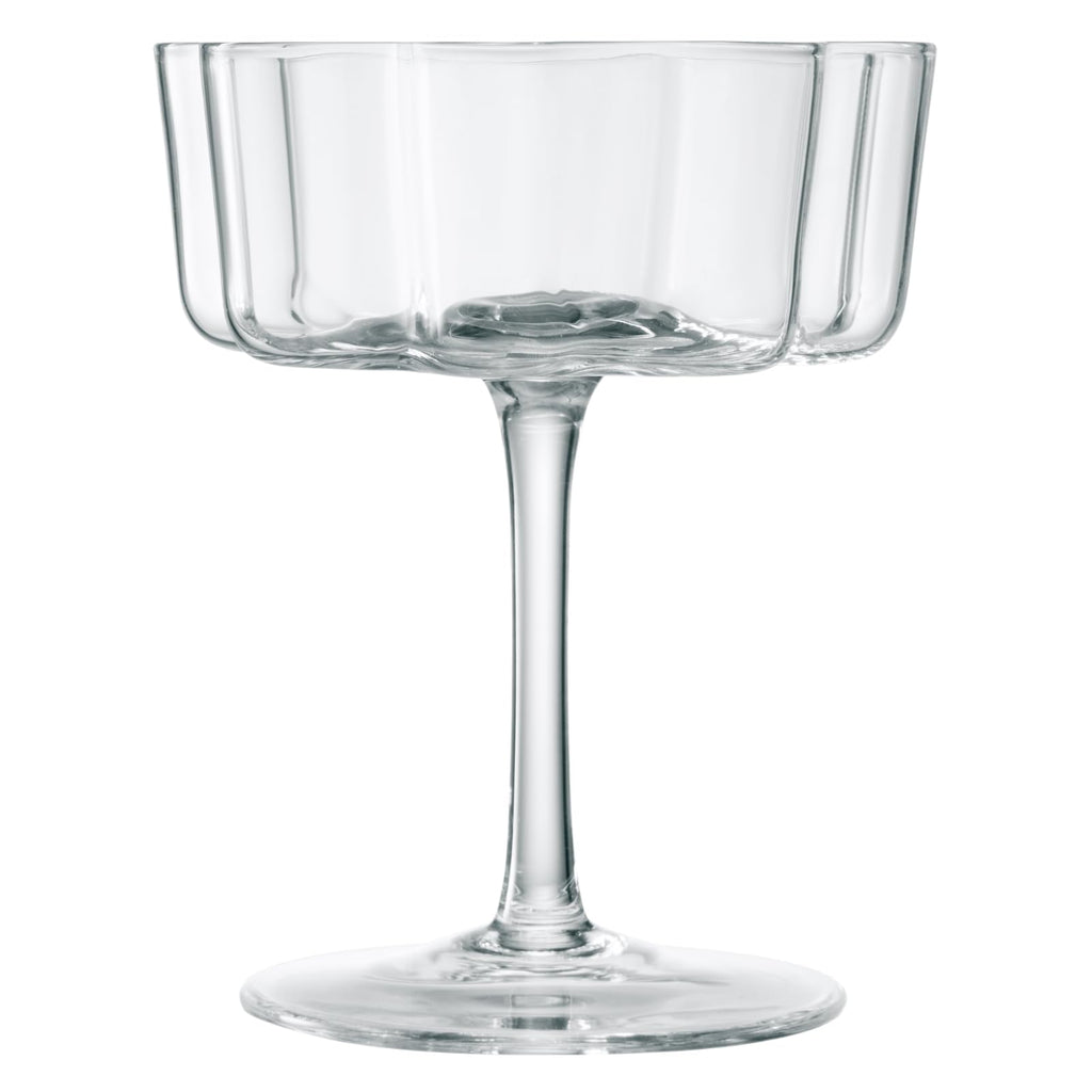 Flower Wave Coupe Cocktail Colored Glass | Set of 2 | Clear