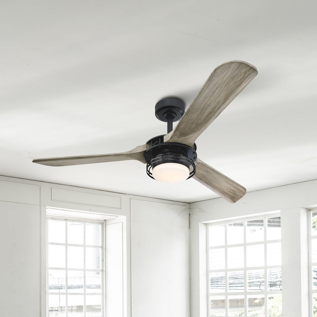52" Aerofanture Industrial DC Motor Downrod Mount Reversible Ceiling Fan with Lighting and Remote Control
