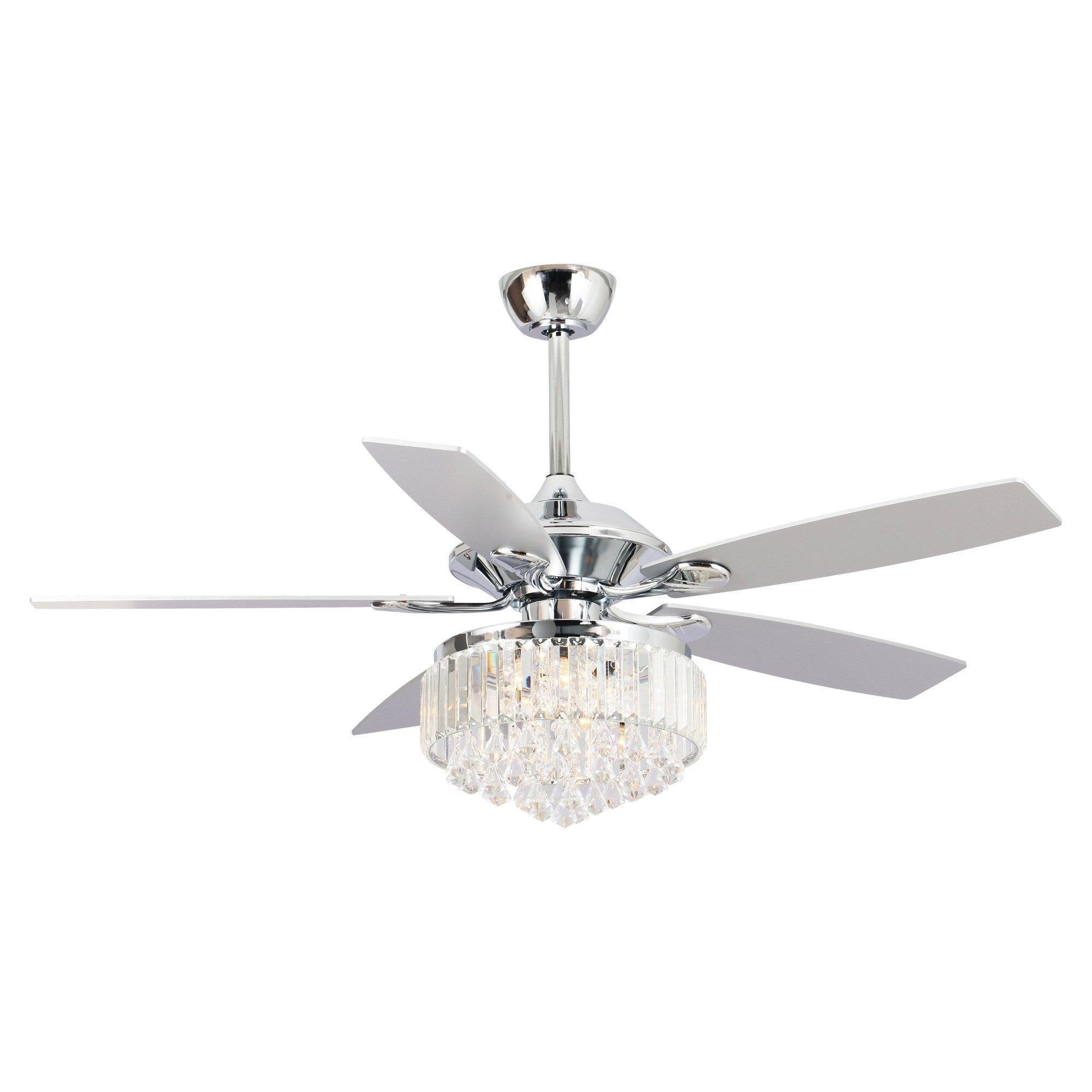 52" Elkton Modern Reversible Crystal Fandelier with Lighting and Remote Control