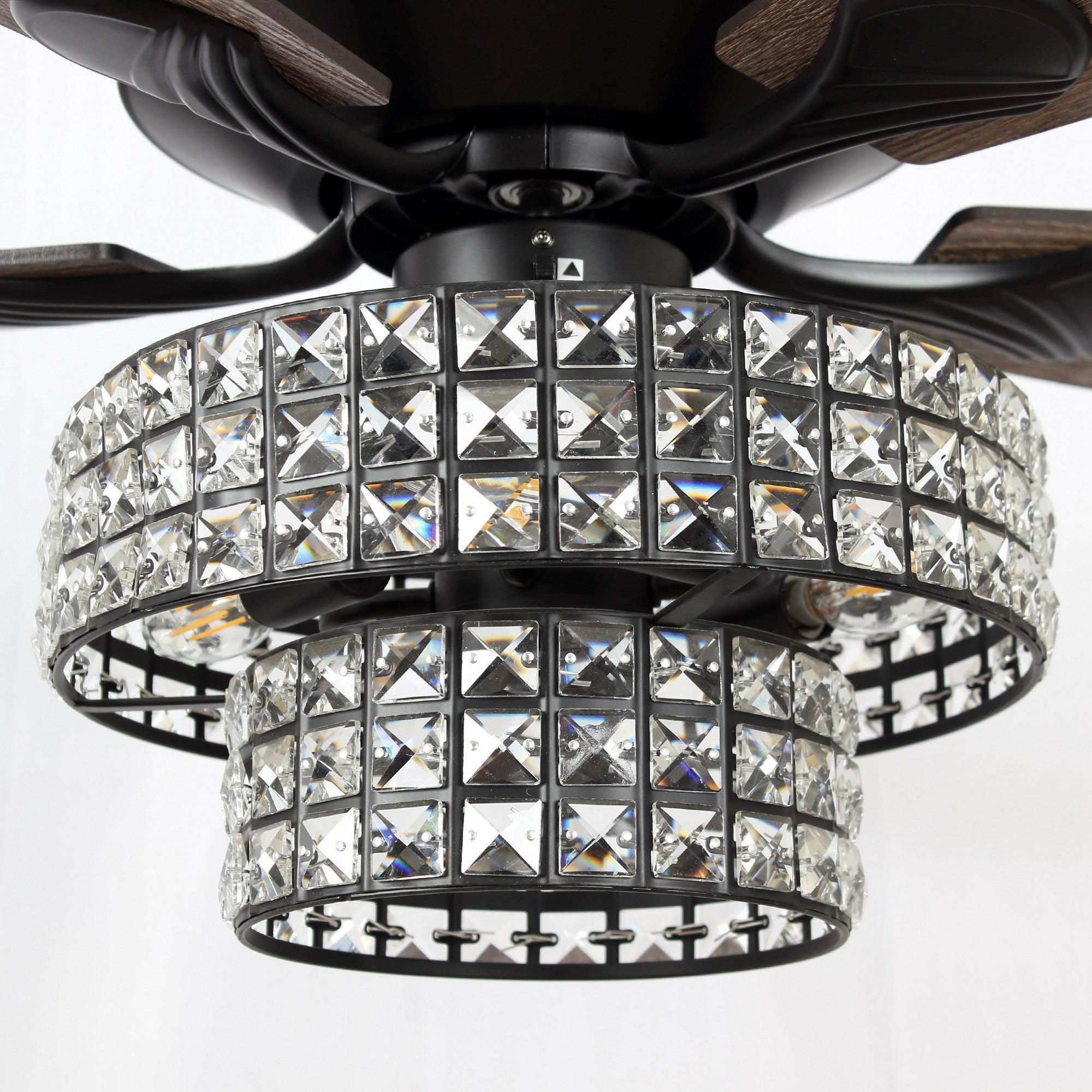 52" Howell Modern Downrod Mount Reversible Crystal Ceiling Fan with Lighting and Remote Control