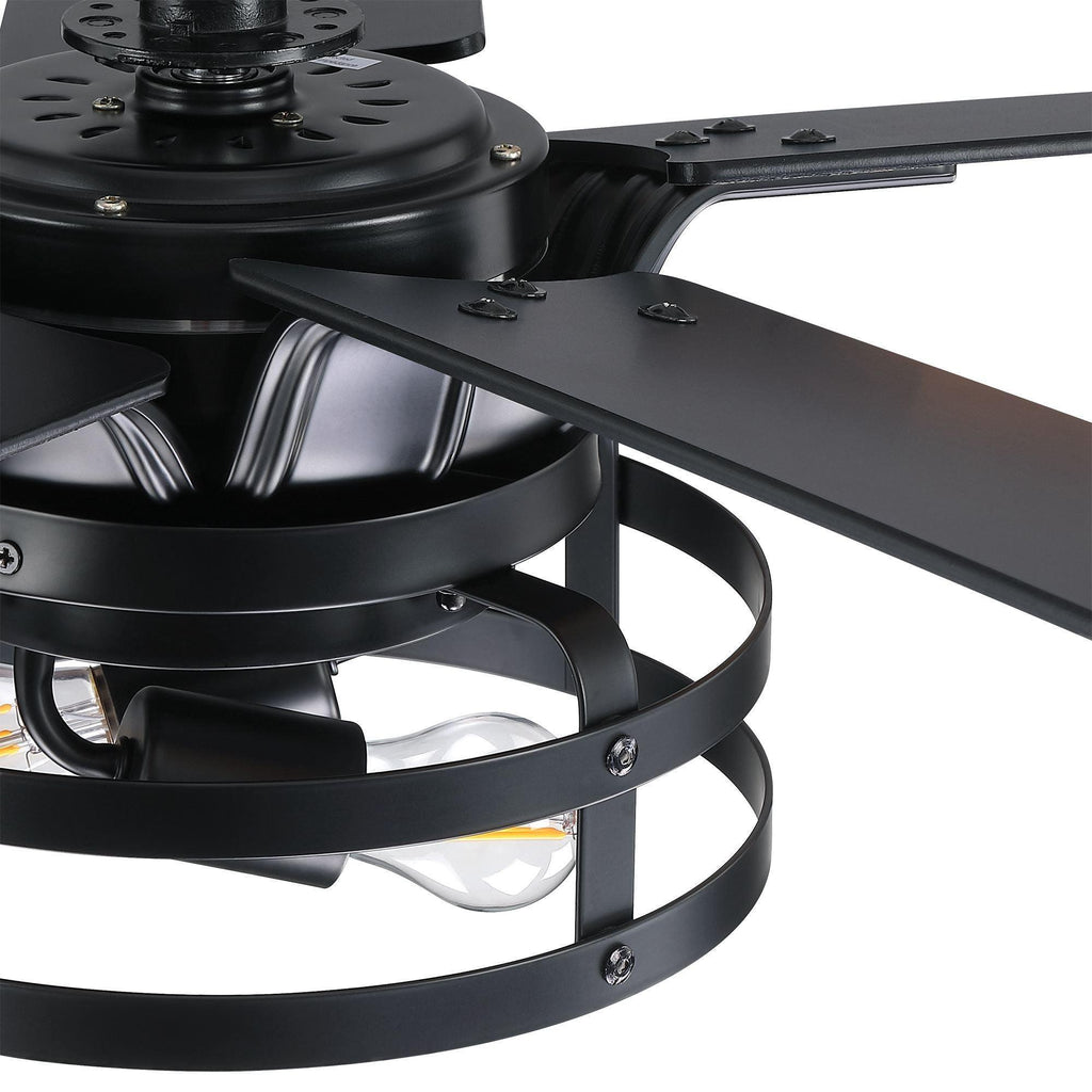 52" Prayag Industrial Downrod Mount Reversible Ceiling Fan with Lighting and Remote Control