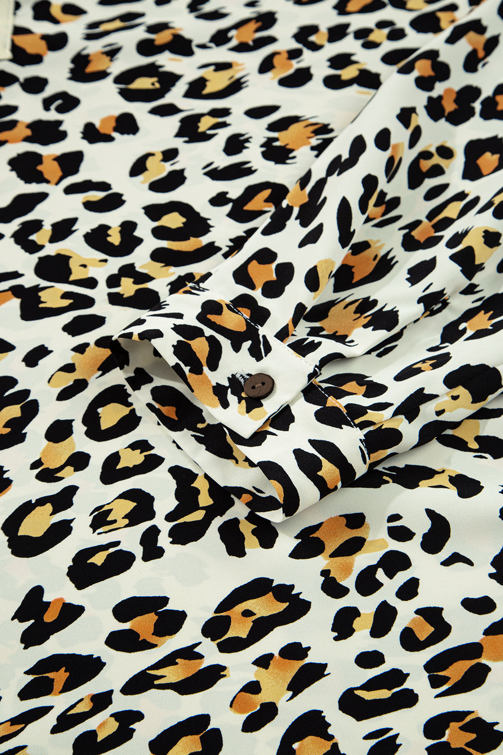 Leopard Contrast Stripe V-Neck Long Sleeve Blouse