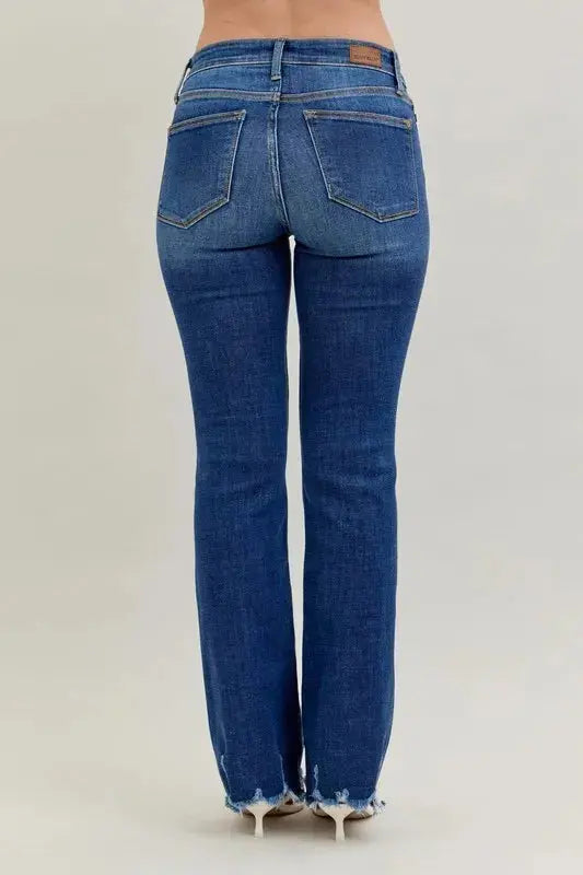 Full Size Mid-rise Non-distressed Hem Bootcut Judy Blue Jeans