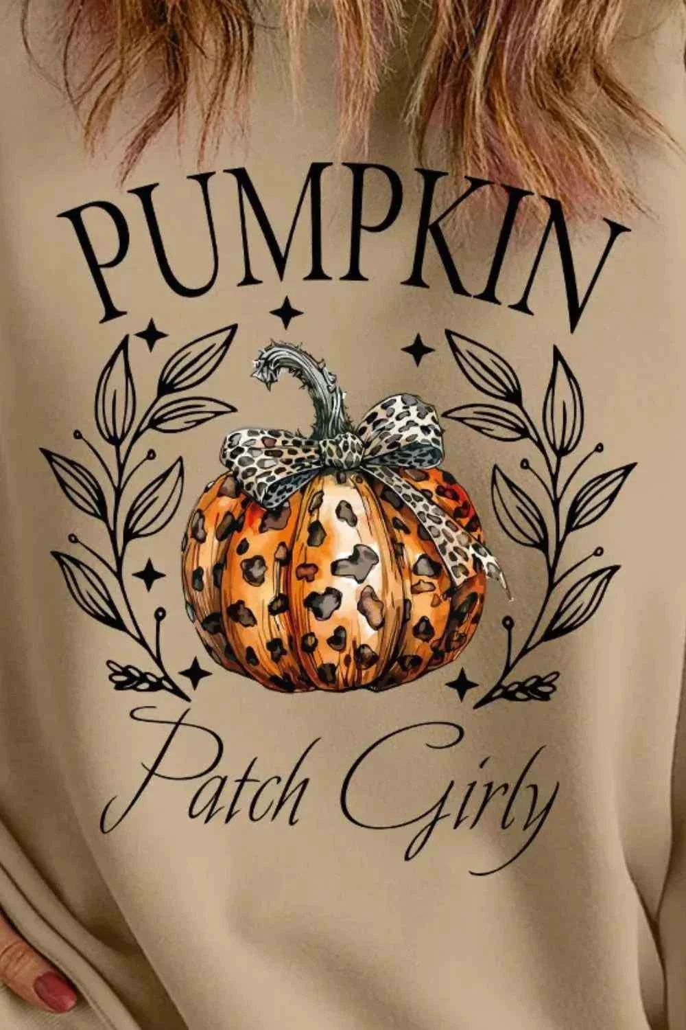 Plus Size Pumpkin Graphic Long Sleeve Sweatshirt women's Top