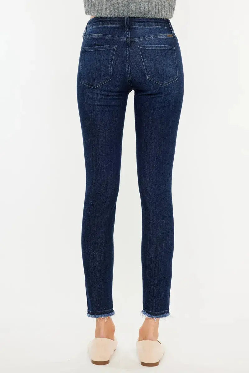 Kancan High-Rise Slim Fit Cropped Raw Hem Jeans