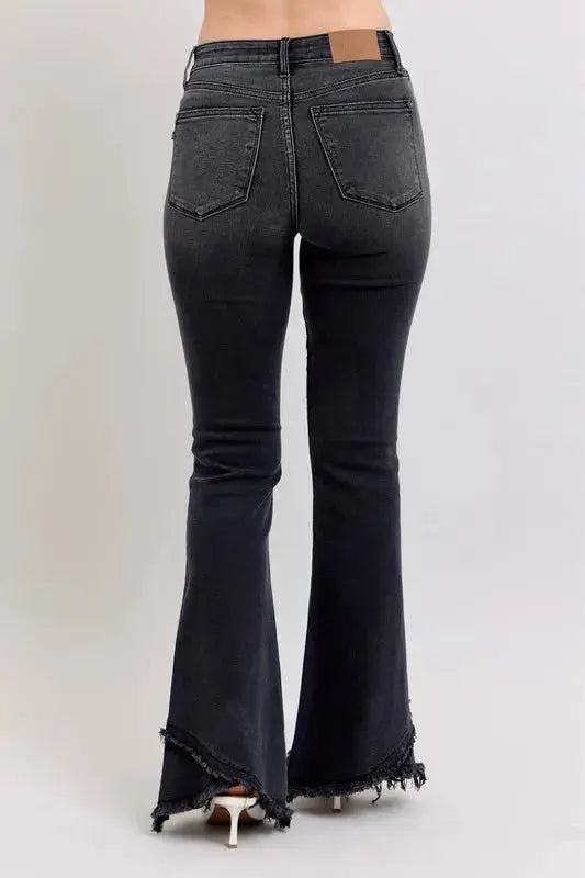 Judy Blue Full Size/Plus Size High Waist Flare w/ Mock Fray Tulip Hem