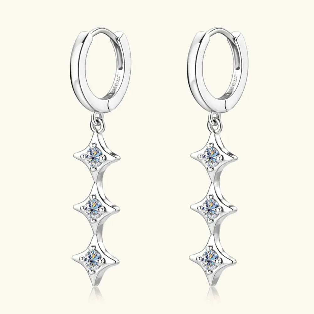 925 Sterling Silver Geometric Shape Moissanite Drop Earrings