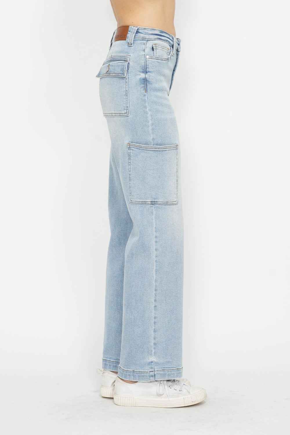 Judy Blue High Waist Straight Cargo Jeans  Women's Jeans - Full Size