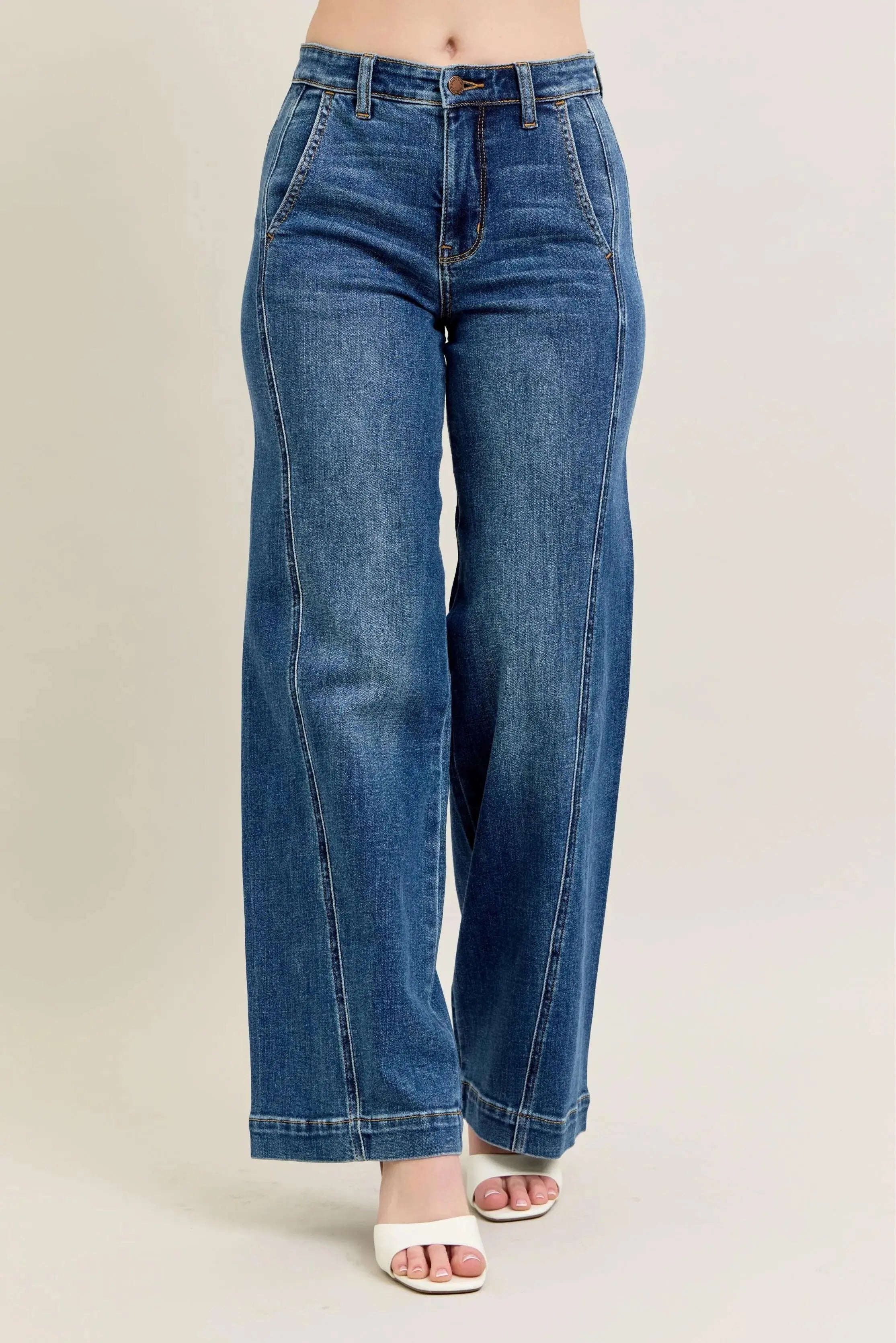 Full Size/Plus Size High Waist Wide Leg Judy Blue Jeans