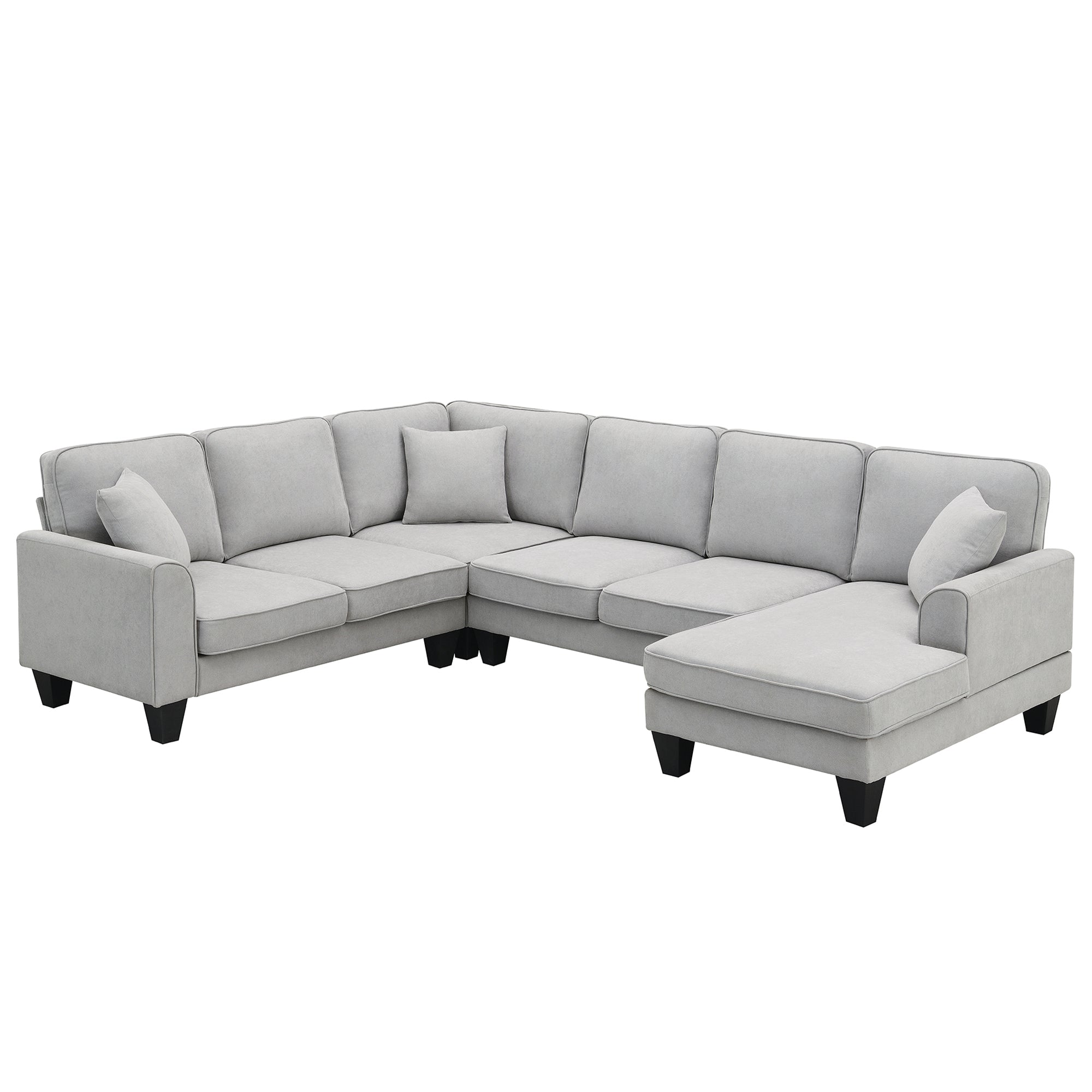 [VIDEO provided] [New] 108*85.5" Modern U Shape Sectional Sofa 7 Seat Fabric Sectional Sofa Set