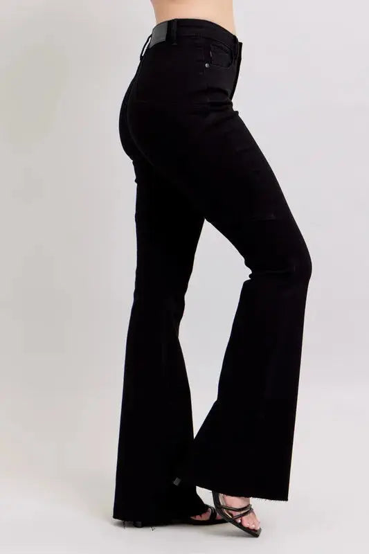 Plus Size High Waist Star Seam Detail Flare Leg Judy Blue Jeans