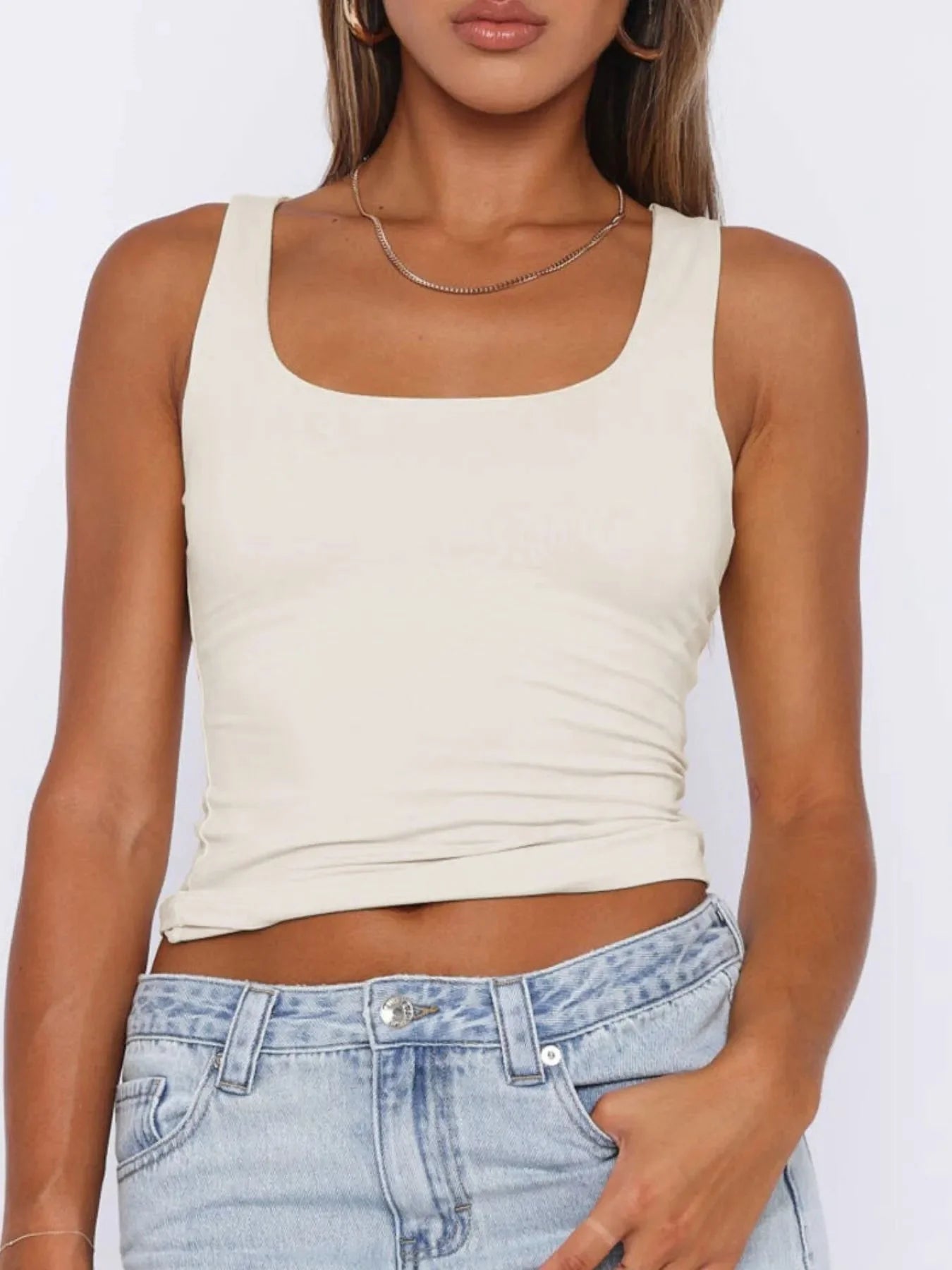 Women's Square Neck Wide Strap Tank Top