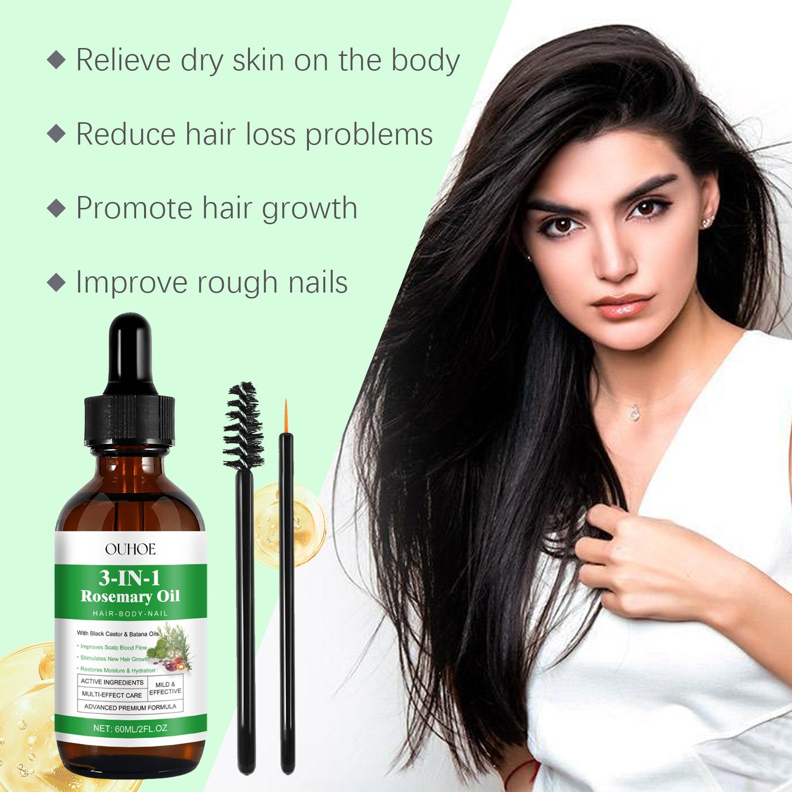 Rosemary Black Castor Batana Oil Nourishing Moisturizing Repair Hydrating Hair And Nail Care Essence