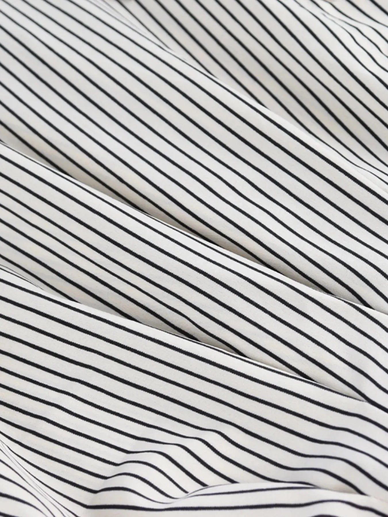 Pinstripe Puff Sleeve Cinched Waist Button Up Shirt