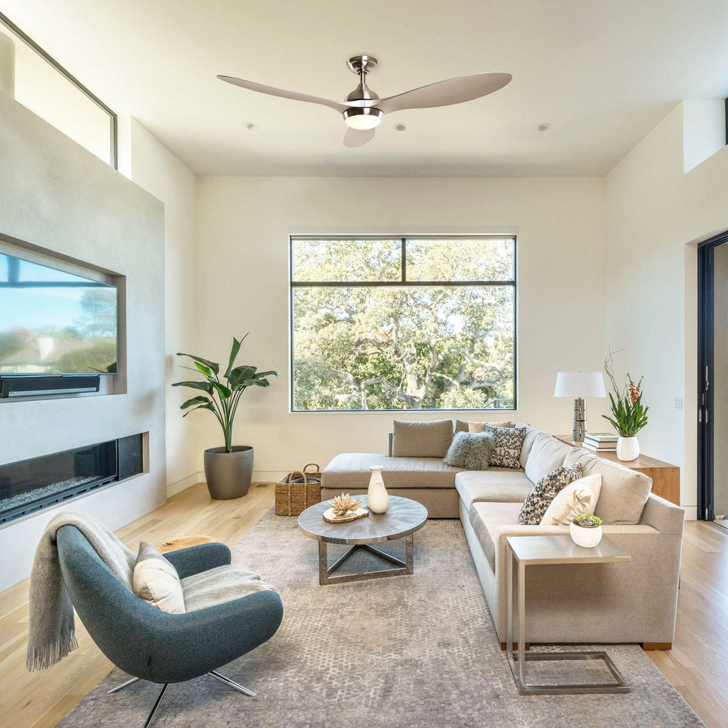 56" Bernardino Modern Brushed Nickel DC Motor Downrod Mount Reversible Ceiling Fan with Lighting and Remote Control
