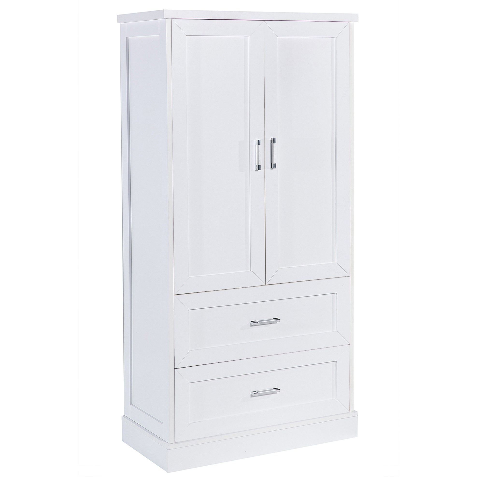 Tall Bathroom Storage Cabinet, Cabinet with Two Doors and Drawers, Adjustable Shelf, MDF Board, White