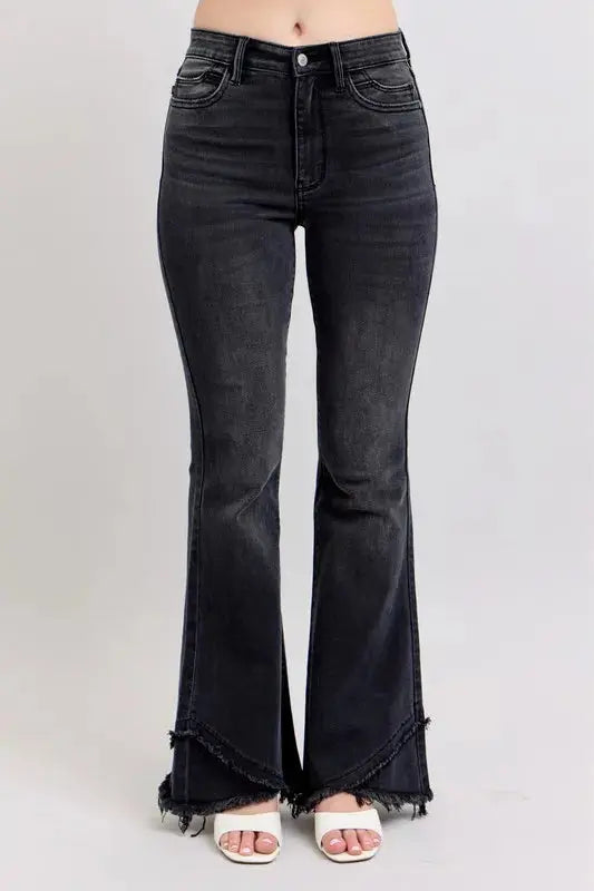 Judy Blue Full Size/Plus Size High Waist Flare w/ Mock Fray Tulip Hem