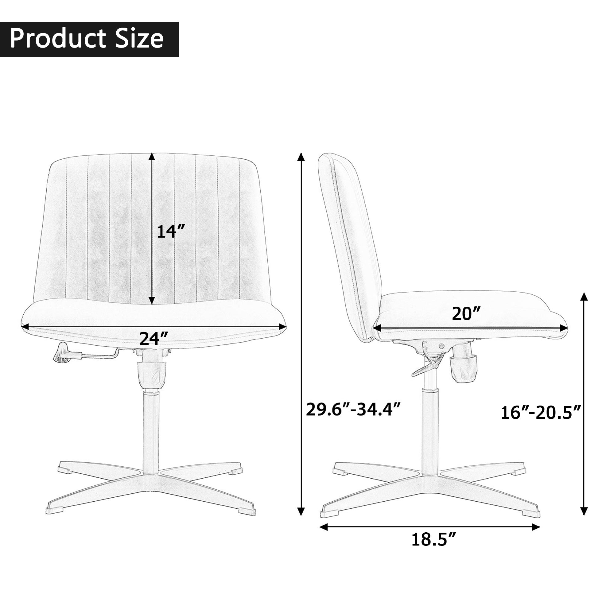 Black High Grade Pu Material. Home Computer Chair Office Chair Adjustable 360 ° Swivel Cushion Chair