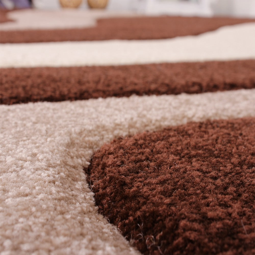 Area Rug Madeira Modern Wave Pattern - Brown Beige