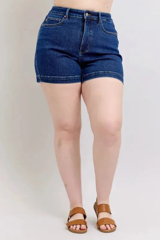Judy Blue Jeans - Plus Size High Waist Tummy Control Denim Shorts