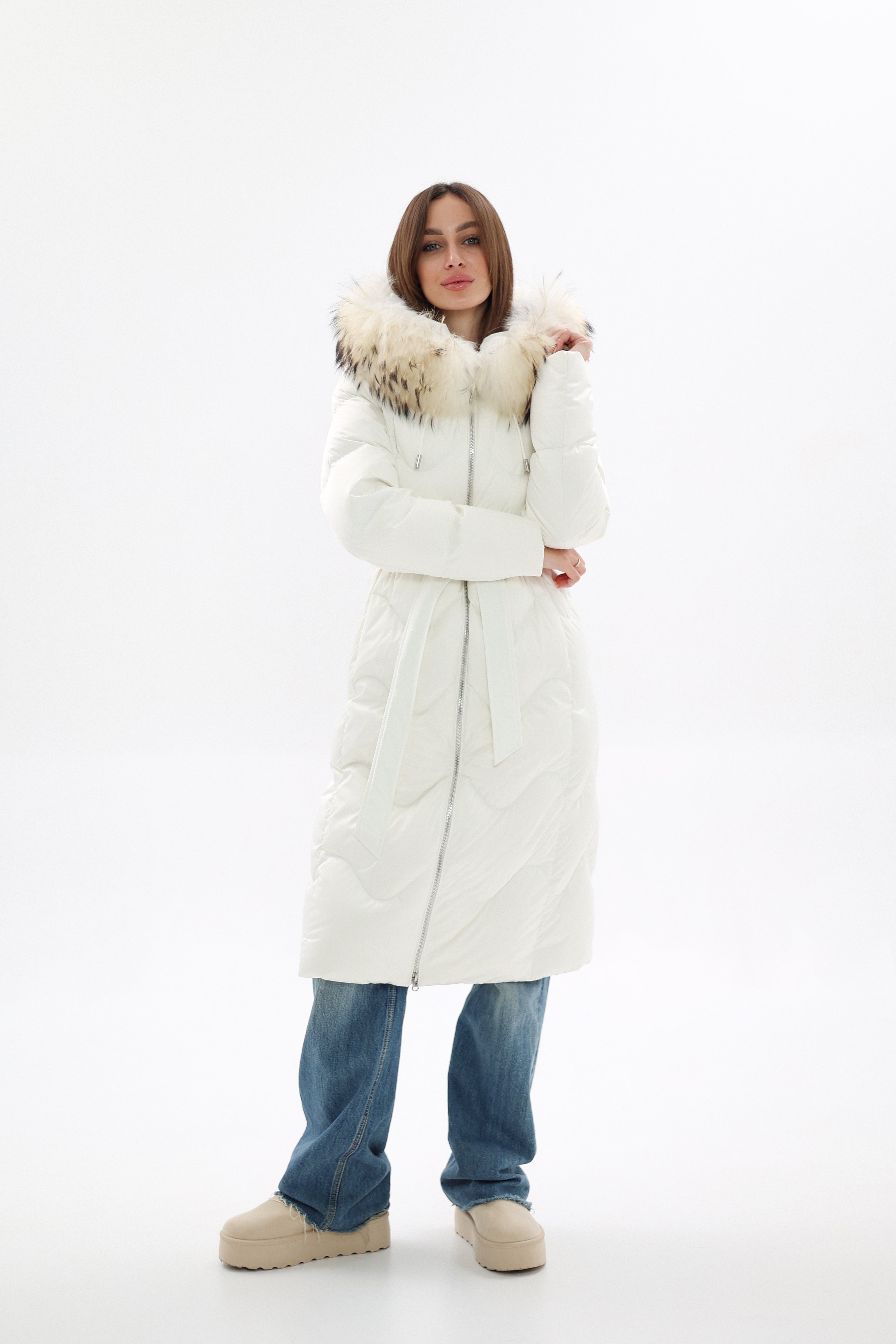 Genuine Fur Trim Down Fill Coat