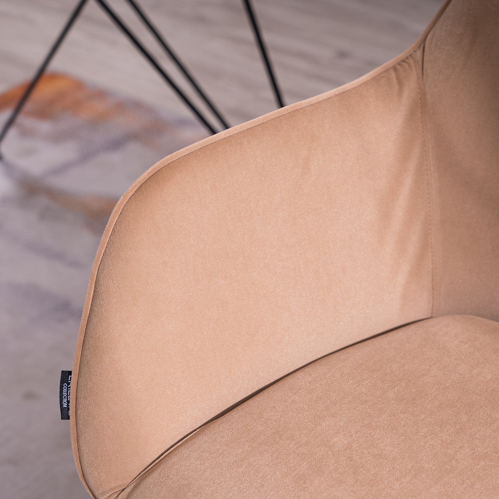 Modern Velvet Fabric Material Adjustable Height 360 revolving Home Office Chair Light Coffee Brown