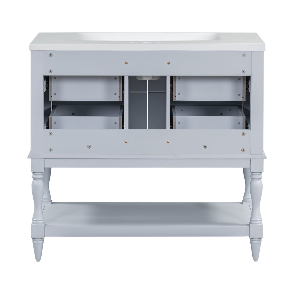 36" Bathroom Vanity Cabinet with Sink Combo Set, Undermount Resin Sink, Free Standing Vanity Set with 4 Drawers Blue