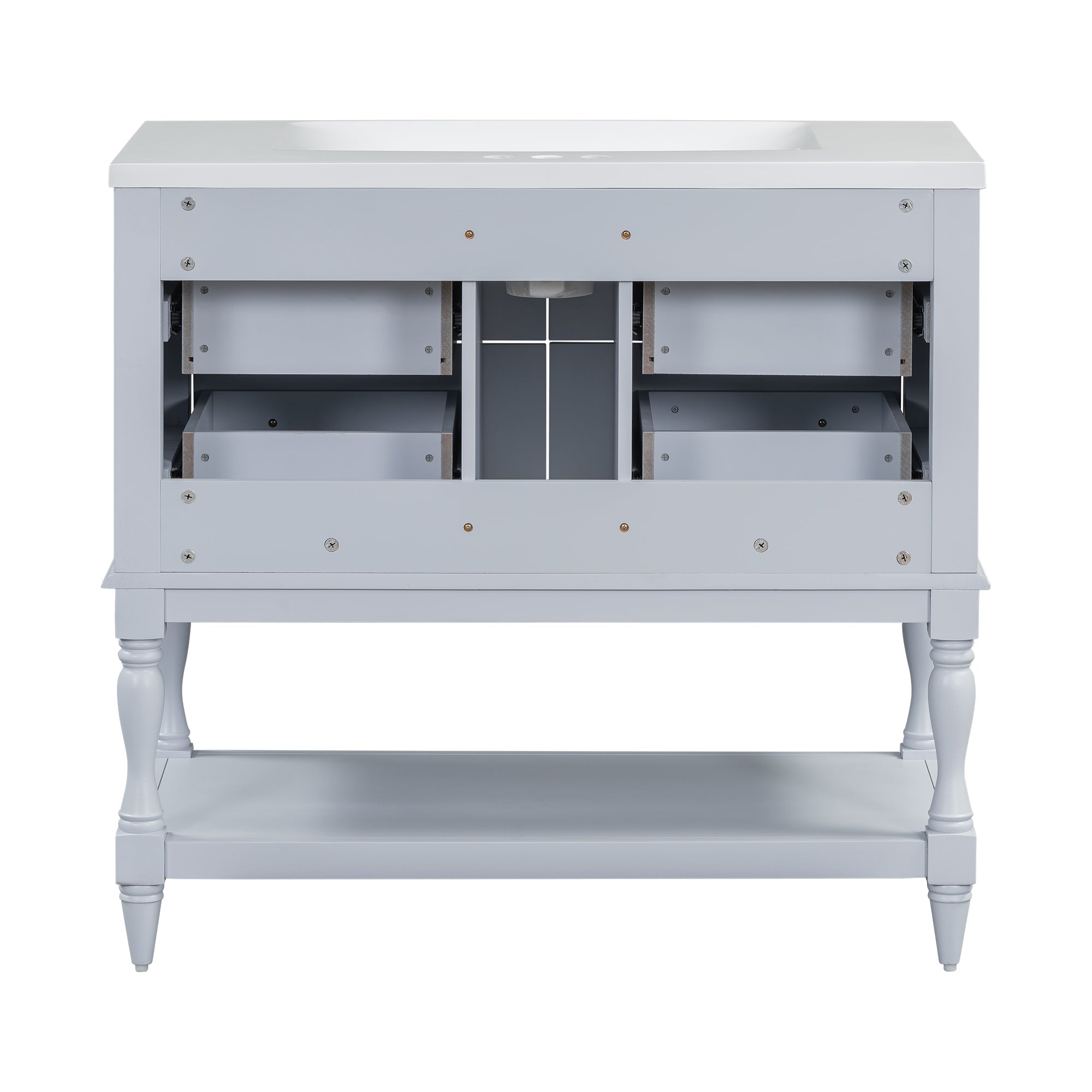36" Bathroom Vanity Cabinet with Sink Combo Set, Undermount Resin Sink, Free Standing Vanity Set with 4 Drawers Blue