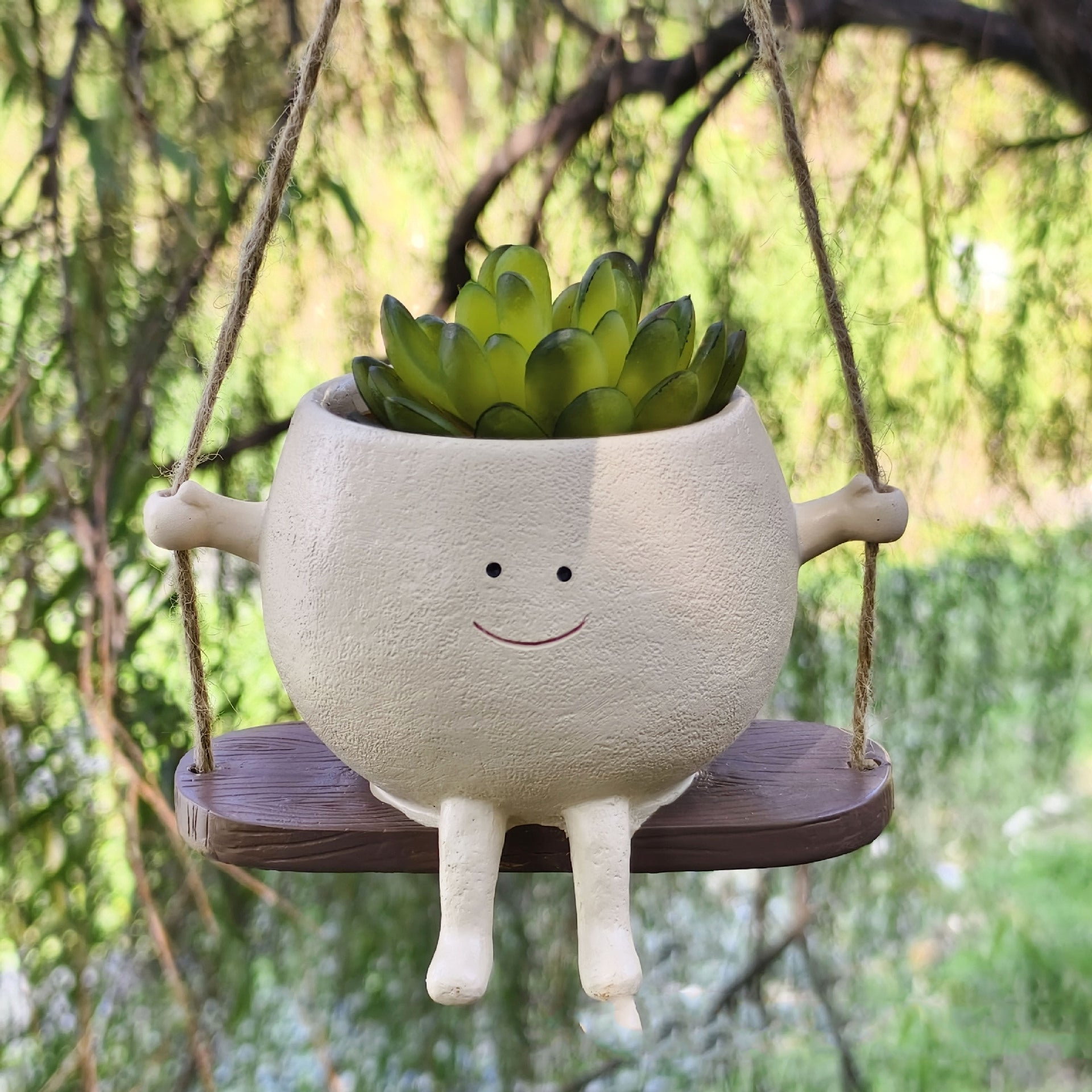 Swing Face Planter Resin Plant Succulent Pots Creative Wall Hanging Head Planter Multifunctional Home Garden Patio Accessories