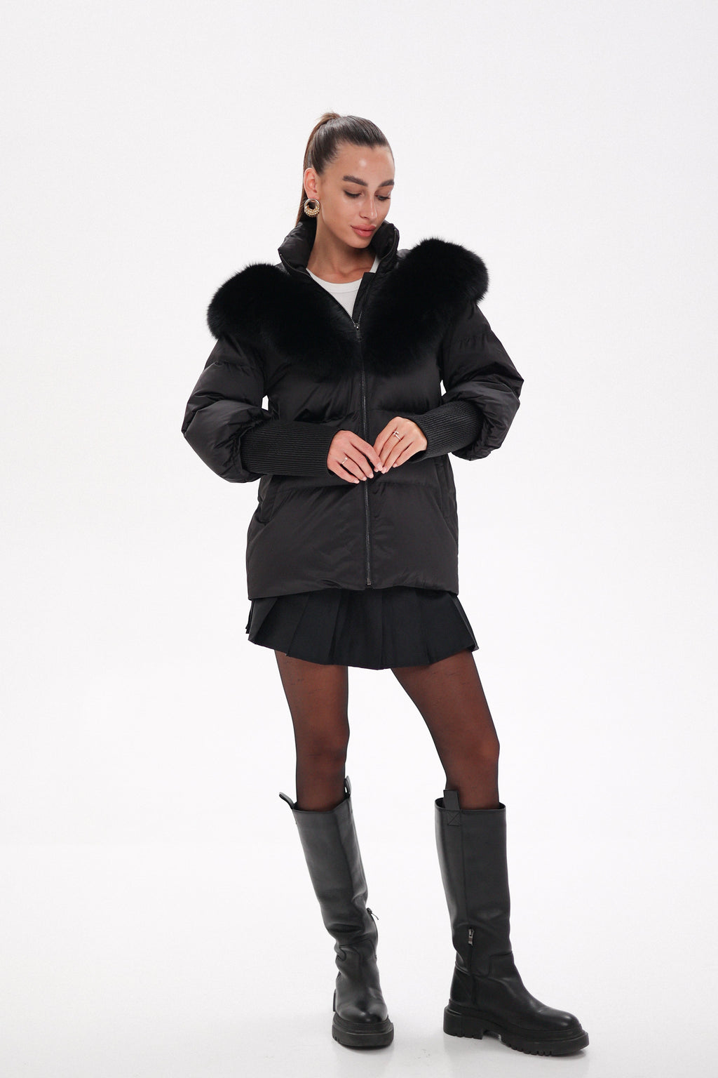 Pre-Order. Re-Stock Ships October 20. Amanda Genuine Fur Trim Down Fill Coat