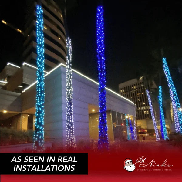 LED Mini Lights 5MM Aqua Twinkle Green Wire - 6" Spacing