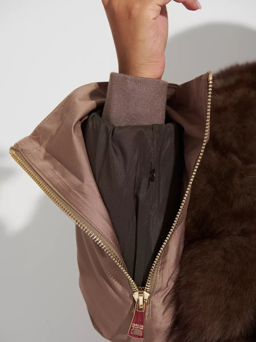 Genuine Polar Fox Fur Trim Rabbit Fur Insulated Parka