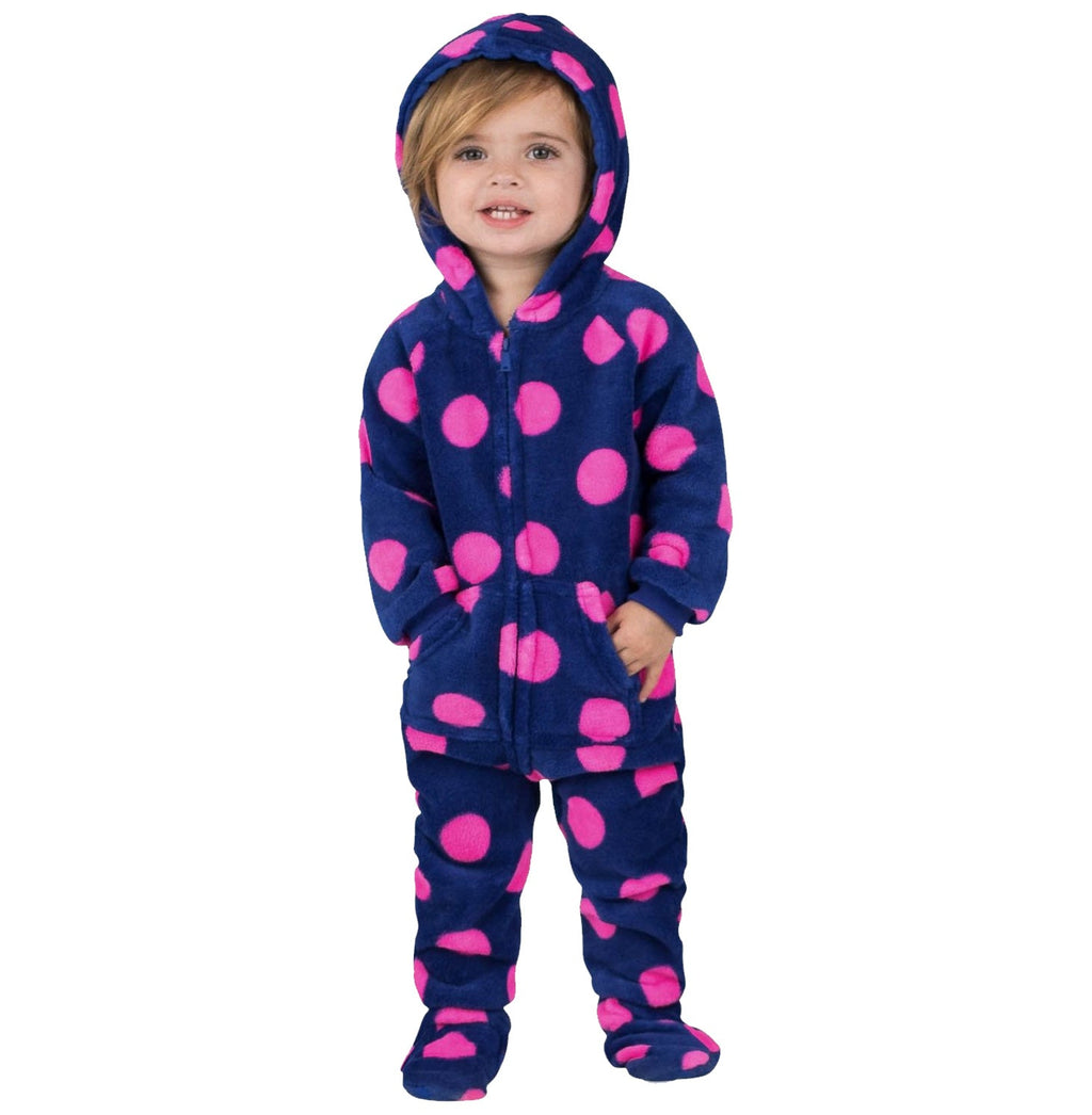 Family Matching Navy Pink Polka Hoodie Chenille Onesie