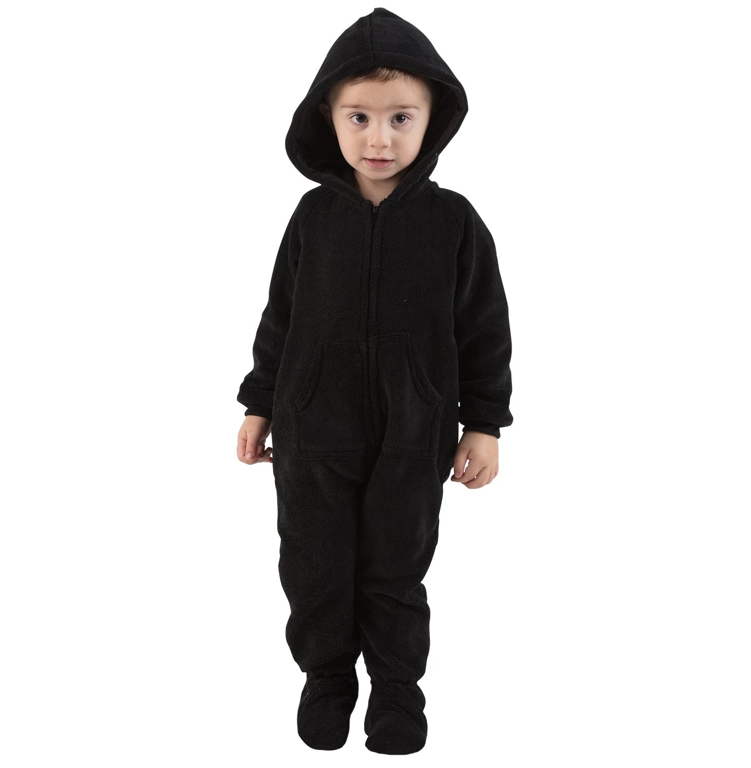 Family Matching Jet Black Hoodie Chenille Onesie