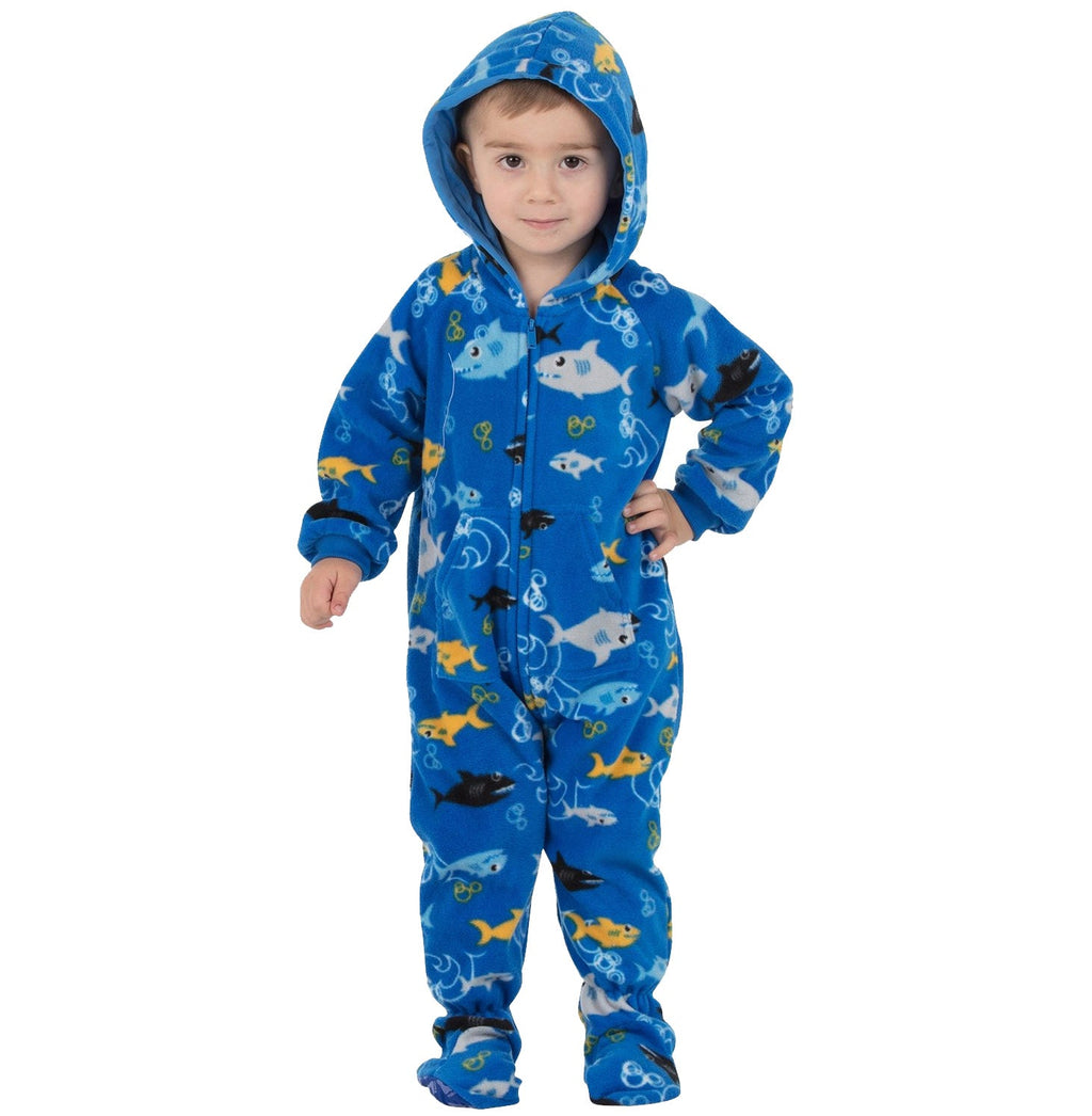 Family Matching Shark Frenzy Hoodie Fleece Onesie