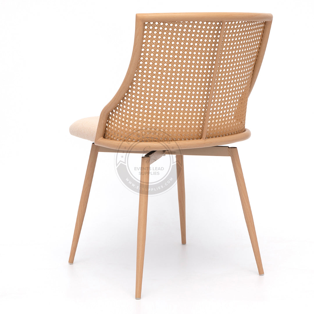 ASILAH Beige Rattan Swivel Dining Chair